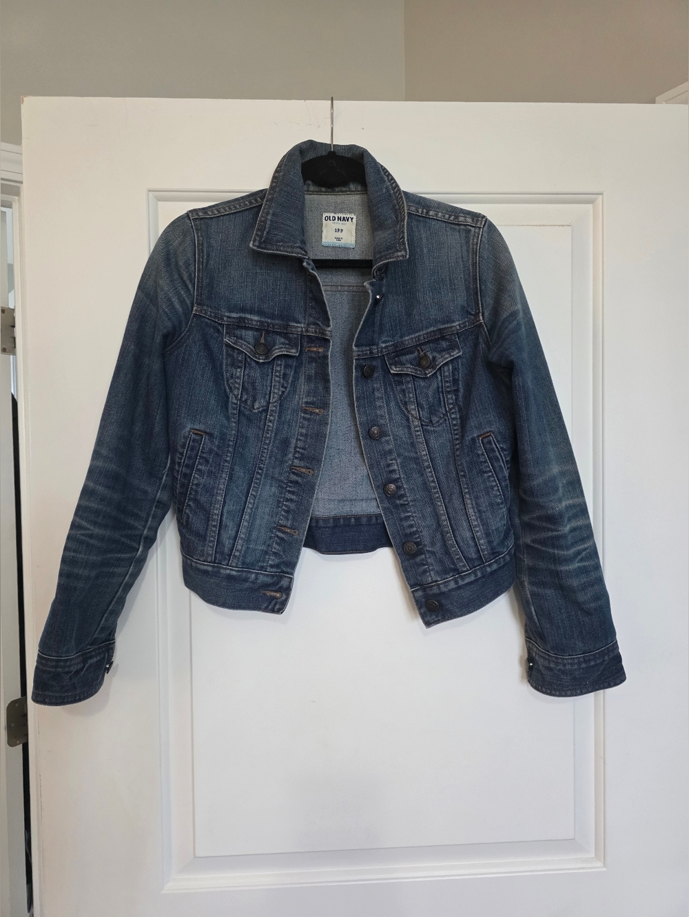 Old Navy Women's Dark Blue Worn Denim Jacket